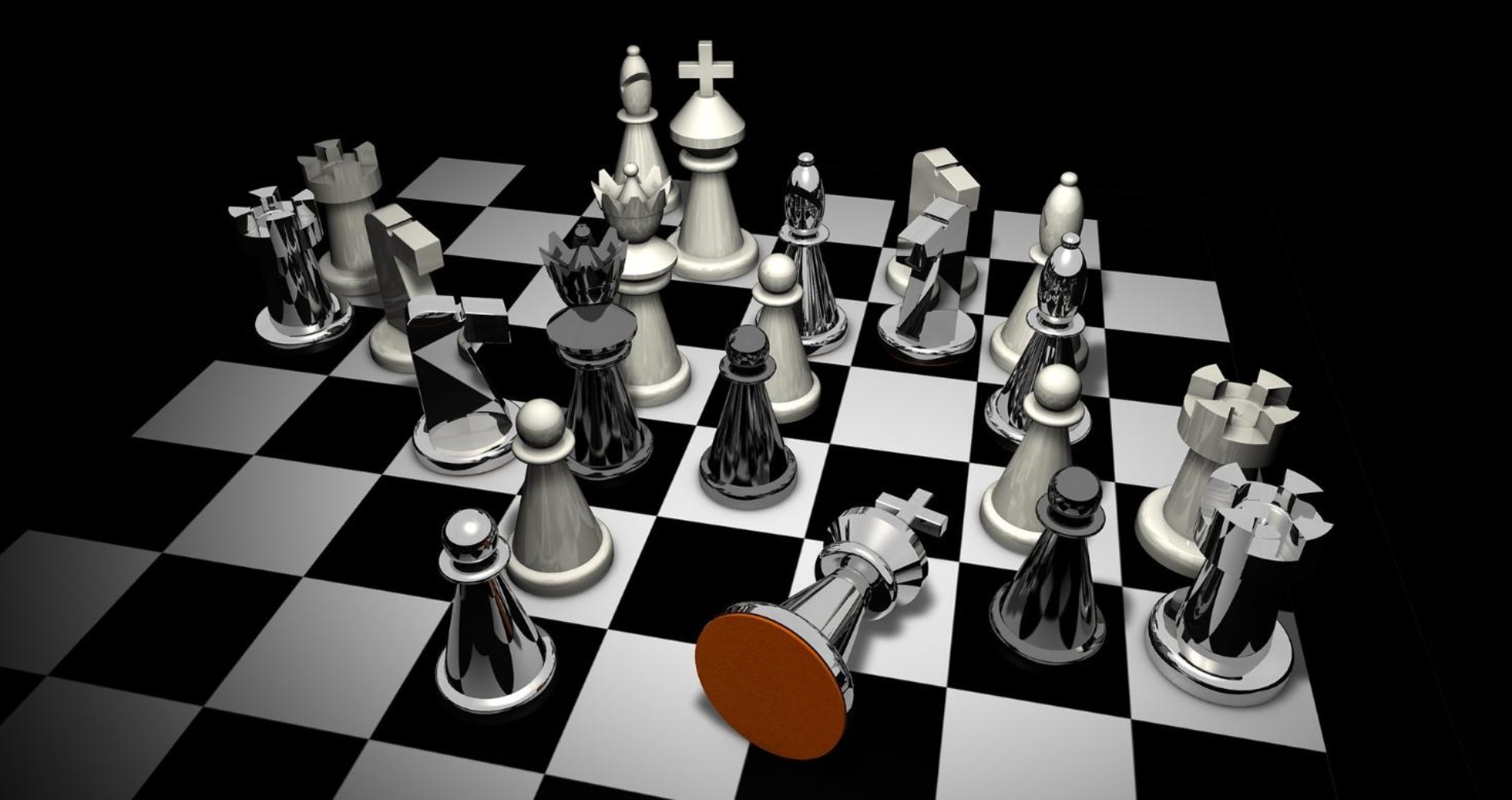 Chess game with fallen king